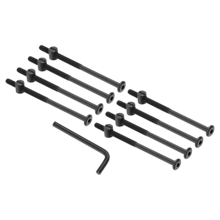 Uxcell M6 x 110mm Bunk Bed Bolts, 8Pcs Hex Socket Screws Nuts with Wrench Black