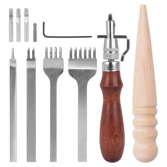 Leather Craft Tool Set Leather Edges Polisher Leather Groover for Hand Sewing Punching Leather Edges