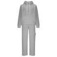 thumbnail image 5 of AUNVITO Women's Elastic Waist Hooded Sweatsuit Set Casual Solid Color Long Sleeve Tracksuit Japanese-Inspired Material 700g 1PC, 5 of 8