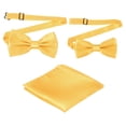 thumbnail image 1 of Pajarita para hombres, pajaritas ajustables con pañuelo de bolsillo, conjuntos de pajaritas preatadas para bodas (amarillo claro, 2 tamaños), 1 of 6