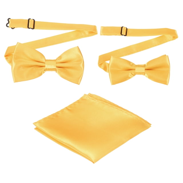 Pajarita para hombres, pajaritas ajustables con pañuelo de bolsillo, conjuntos de pajaritas preatadas para bodas (amarillo claro, 2 tamaños)