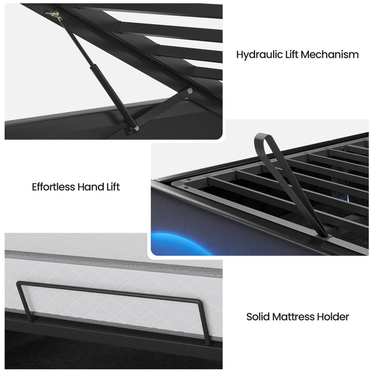 Afuhokles Full Bed Frame with Lift Storage and RGB Lights photo 6
