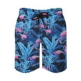 thumbnail image 4 of Tropical Leaf with Pink Flamingo Mens Swim Trunks Quick Dry Stretch Board Shorts with Soft Mesh Lining Funny Beach Short with Pockets L-XL, 4 of 8