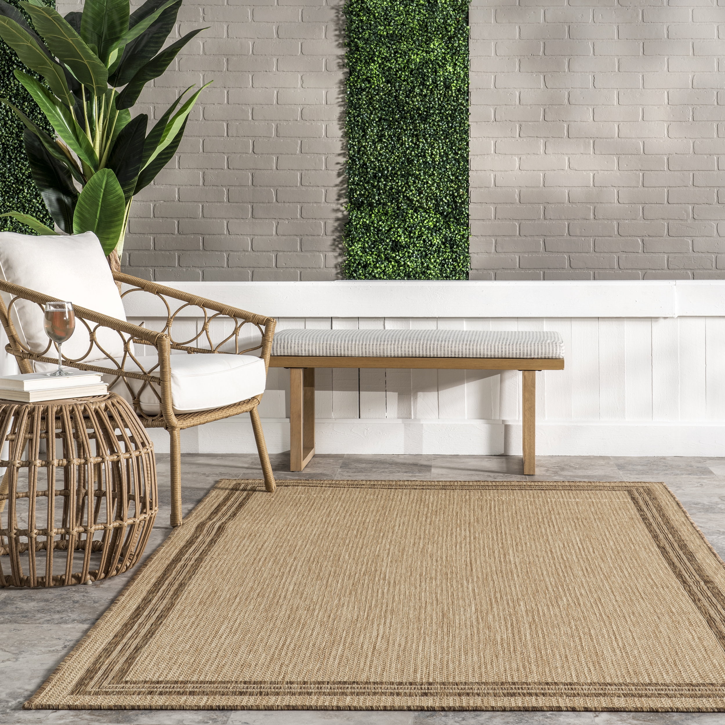 nuLOOM Rasha Classic Border Indoor/Outdoor Area Rug, 8' x 10', Beige