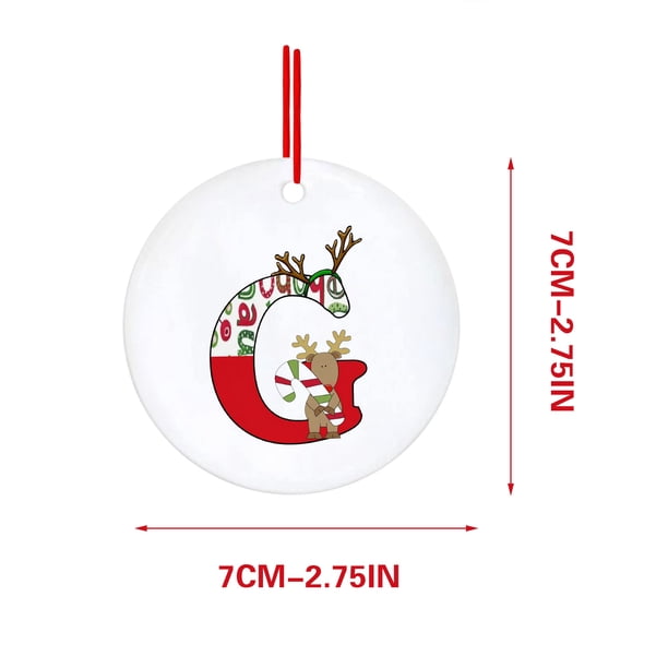 Decoraciones Del Árbol de Navidad con 26 Letras Del Alfabeto, Rojo Acrílico Fawn Colgante Ornamentos para el Hogar, Decoración Personalizada Del Árbol de Navidad para la Temporada de Vacaciones