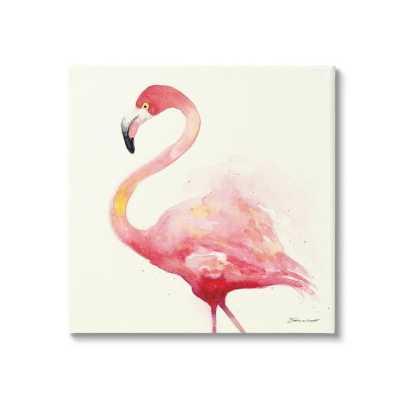 Stupell Minimal Flamingo Bird Watercolor Animals & Insects Painting Gallery Wrapped Canvas Print Wall Art