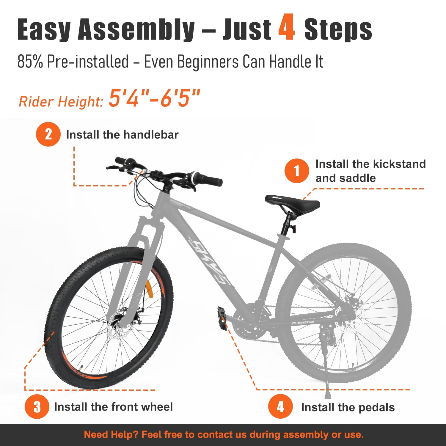 SmiloSprk Mountain Bike, 27.5 inch Outdoor Cycling Bike,21-Speed/High-Carbon Steel/Dual Full Suspension, Adjustable Ergonomic Seat for Men Women Adult,Grey