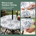 thumbnail image 5 of Round Outdoor Tablecloth with Umbrella Hole and Zipper, Purple Palm Tree Tablecloth with Elastic Waterproof, Tropical Summer Botanical Forest Modern Patio Table Covers for 36" - 44" Pool Tables, 5 of 9