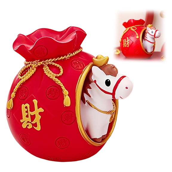 1PC Horse Year Lucky Money Decorative Jar,Feng Shui Lucky Horse Piggy Bank Decor,Resin Craft New Year Horses Statue Money Box,Home Desk Decor,Car Ornament,Red Horses Ornaments,HorseStatue (B)