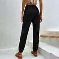 thumbnail image 5 of Besolor Women's Cropped Pants Cross High Waist Straight Leg Pants Casual Loose Comfy Lounge Trouser with Pockets, 5 of 6