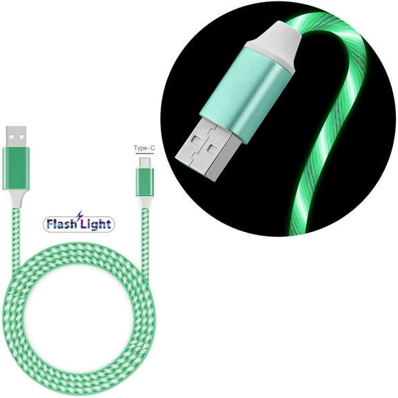 HD Accessory 3.3' USB-A to USB-C Cable with Flowing LED Lights, Green
