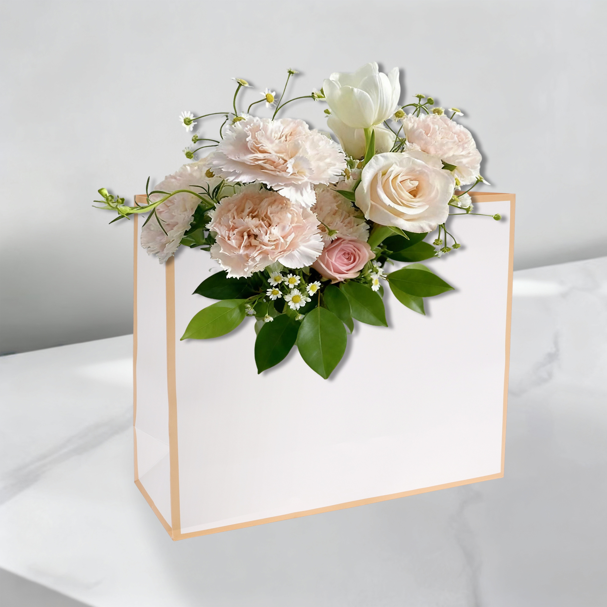 Unique Bargains Solid Color Design Gift Bags 4 Pcs Rose Gold Tone White
