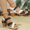 thumbnail image 6 of Womens Sandals Block Heel Ladies Sandals Mid Heel Chunky Strappy Open Toe Party Shoes Bridal Wedding Shoes Evening Dress Black 5.5, 6 of 7