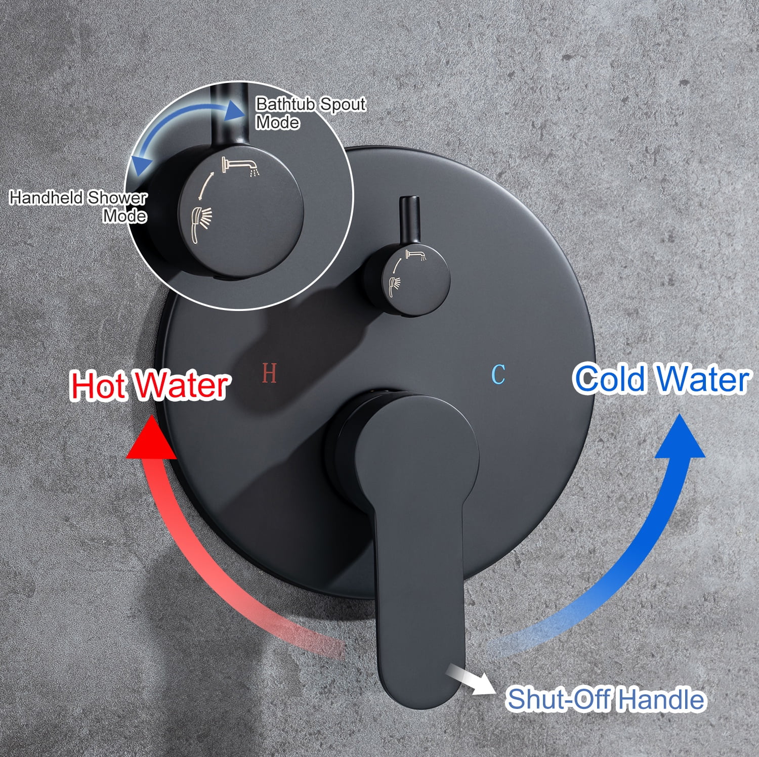 Rainlex One-Handle 1-Spray Setting Matte Black Bathtub Shower Faucet