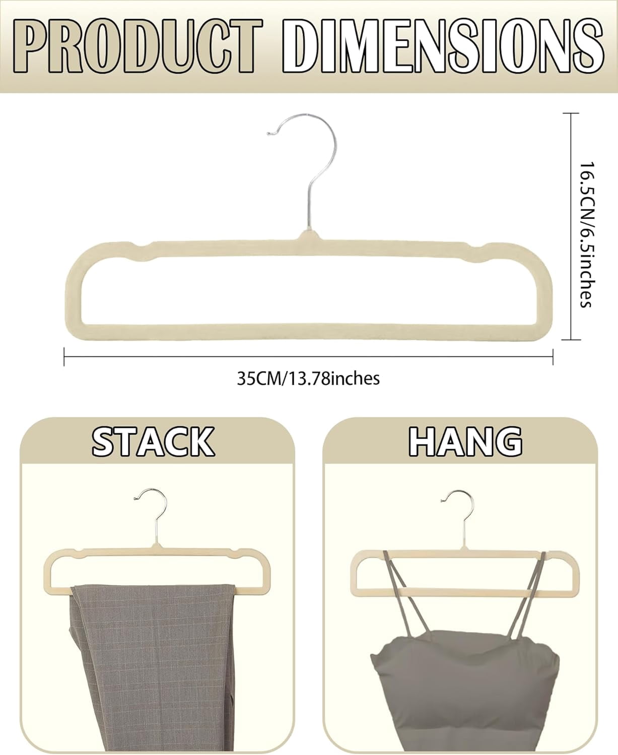 Velvet Hangers Non Slip - 20 Pack Pants Hangers for Closet - Thin Space Saving Clothes Hanger - Strong, Durable, Jean Perchas with 360 Degree Rotatable Hook for Tank Top (Black Silver Hook)