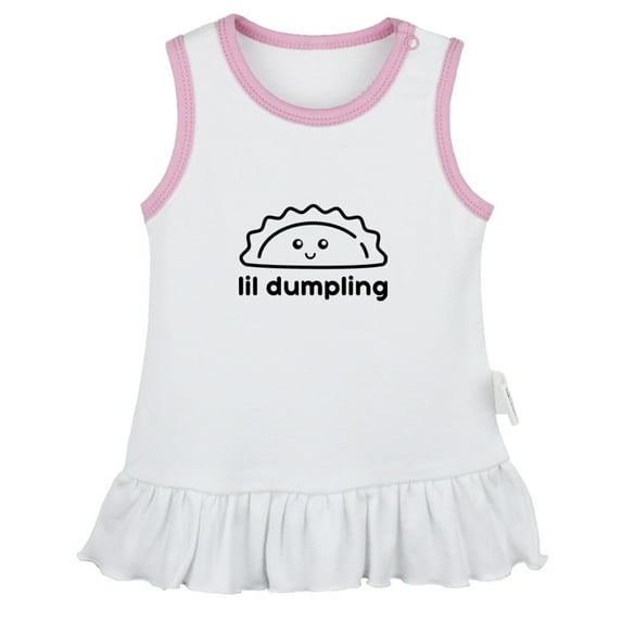 Little Dumpling Wonton Dimsum Bao Funny Dresses For Baby, Newborn Babies Skirts, Infant Princess Dress, 0-24M Kids Graphic Clothes (White Sleeveless Dresses, 0-6 Months)