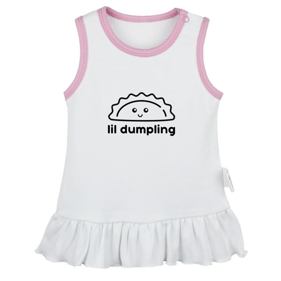 Little Dumpling Wonton Dimsum Bao Funny Dresses For Baby, Newborn Babies Skirts, Infant Princess Dress, 0-24M Kids Graphic Clothes (White Sleeveless Dresses, 0-6 Months)