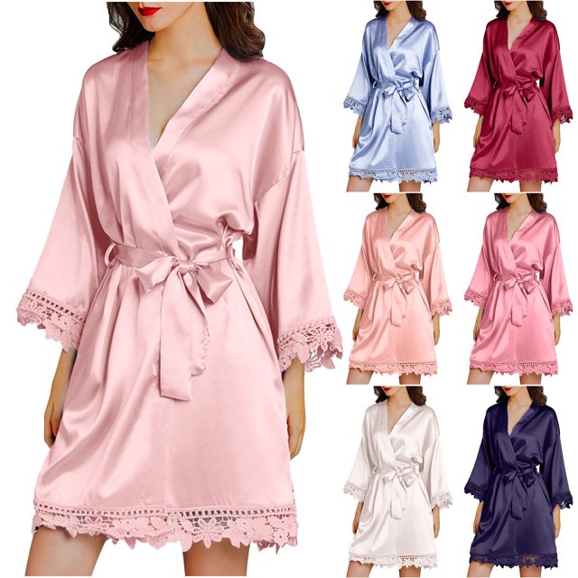 Gspmoly Robe pour Femmes, Robe Décontractée à Manches Longues Col en V en Dentelle, Robe de Nuit Taille Unique, Robes de Cocktail pour Femmes jusqu'à 60 % de Réduction