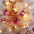 thumbnail image 4 of Mini Christmas Tree with Led Lights, Tabletop Christmas Tree with Balls& Elk, Fairy Feather Artificial Xmas Tree - Pink, 4 of 5