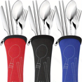 thumbnail image 1 of 4pcs Portable Travel Stainless Steel Tableware Set - Reusable Knife, Fork, Spoon & Chopsticks With Portable Box, 1 of 4