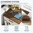 thumbnail image 4 of White Farmhouse End Table with Charging Station, 24" Large Sofa Side Table with Drawer, Large End Table for Living Room, Wooden Nightstand with Outlet, Square, White and Walnut, 4 of 9