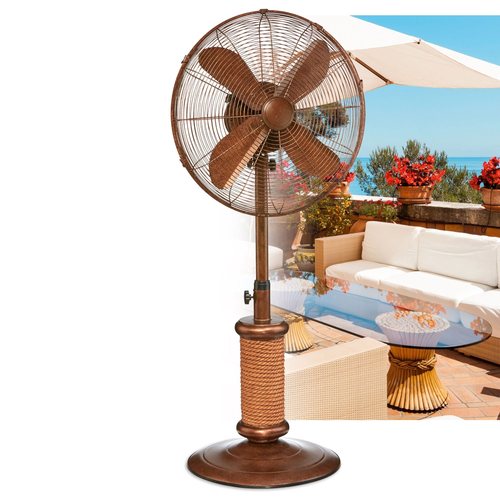 Deco Home Accents 50" Brown Nautica Adjustable Outdoor Standing Fan