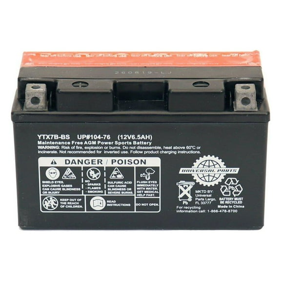 Universal Parts 12V 6.5AH Battery YTX7B-BS