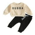 thumbnail image 1 of Baby Boys Pants Set  Long Sleeve Crew Neck Letters Print Sweatshirt with Elastic Waist Sweatpants Infant Clothes, 1 of 8