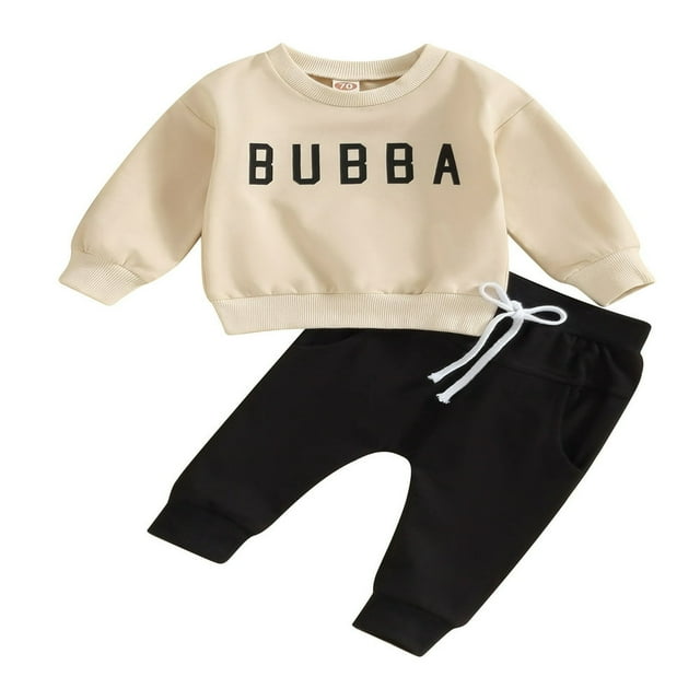 Baby Boys Pants Set Long Sleeve Crew Neck Letters Print Sweatshirt with Elastic Waist Sweatpants Infant Clothes
