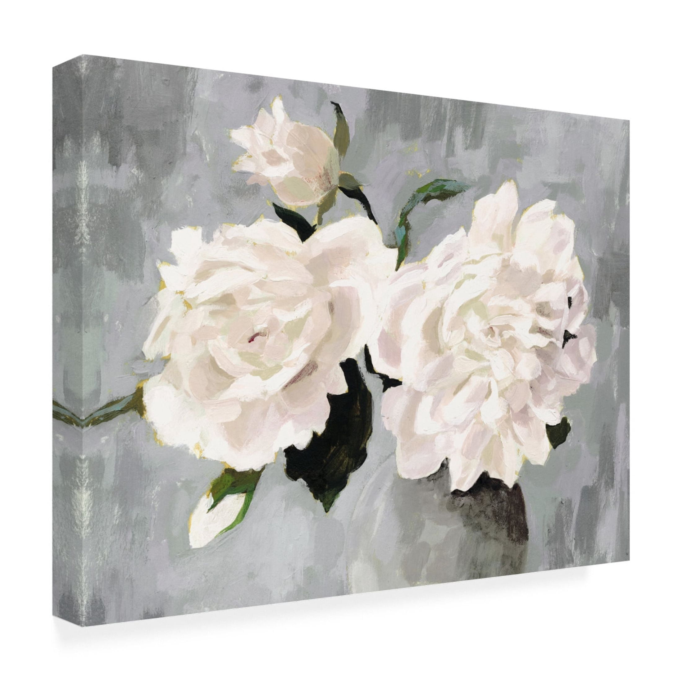 Trademark Fine Art Victoria Borges White Blooms in Gray Vase I Canvas Wall Art