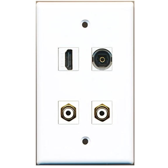 RiteAV - 1 Port HDMI 2 Port RCA White 1 Port Toslink Wall Plate