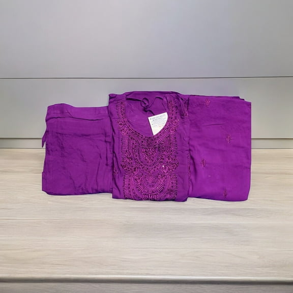 Traditional Embroidery work Cotton Long Sleeve Salwar Kameez Suit, Cultural Wear for Women 07