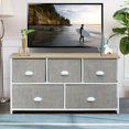 thumbnail image 3 of Gymax 5 Drawers Dresser Storage Unit Side Table Display Organizer Dorm Room Wood White, 3 of 10