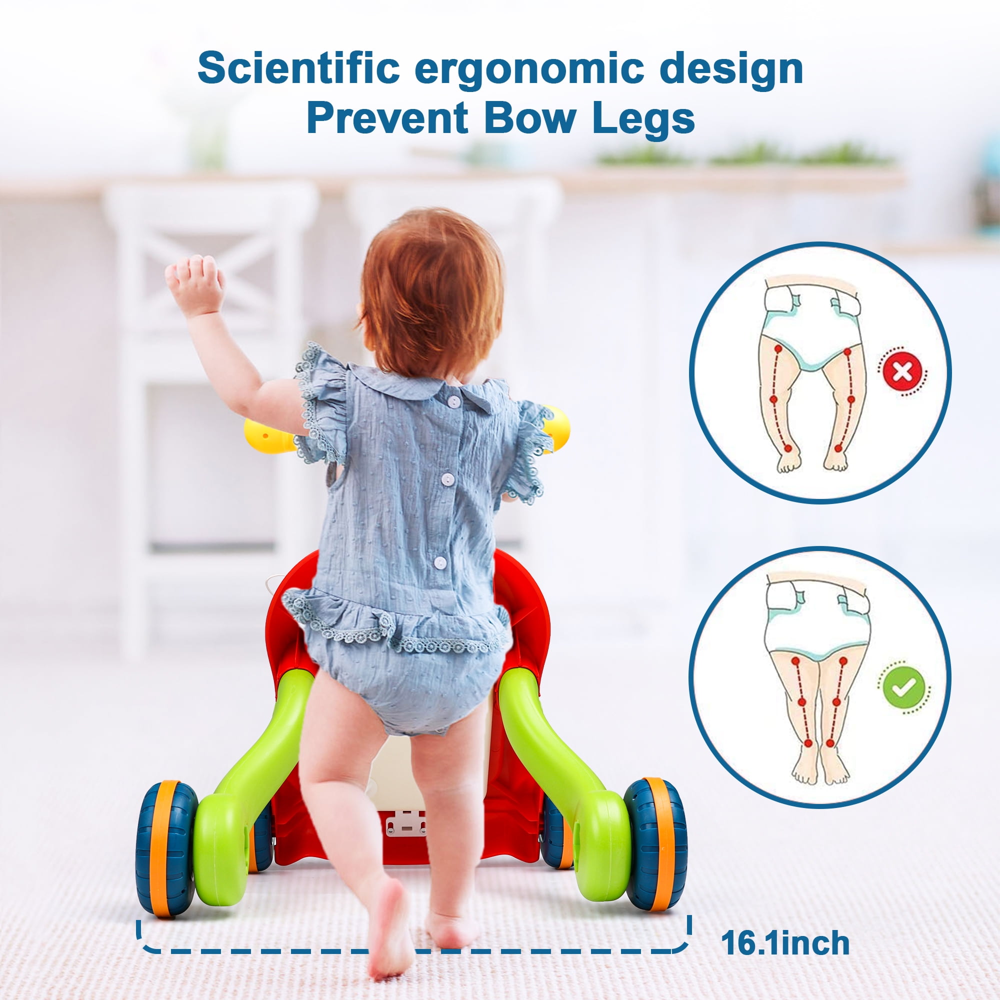 Hot Bee 3-in-1 Baby Walker and Learning Table Center, Perfect Learning Toys Christmas Gift for Infants 6-12 Months, 17.3 Inch Perfect for Early Development & Playtime for Girls Boys-Red
