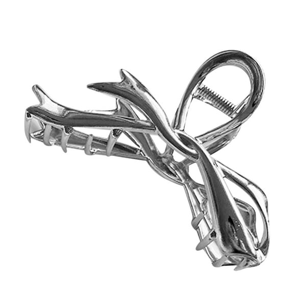 OUNONA  Bow Hairpin Large Clip Clamp Bobby Pins for Women Claw Barrettes Miss Silver