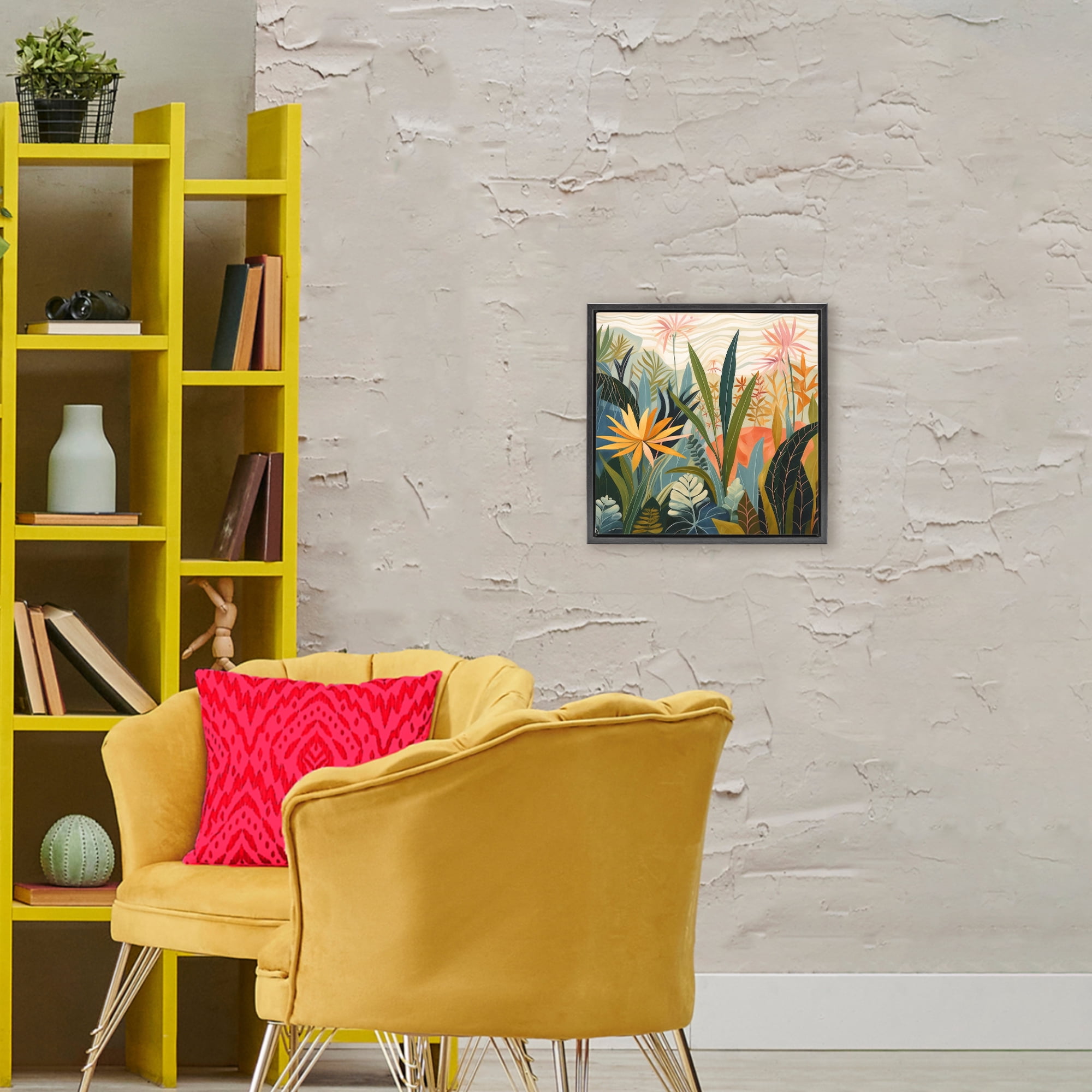 Stupell Industries Tropical Botanical Embrace Black Framed Floater Canvas Wall Art, design by Lazar Studio