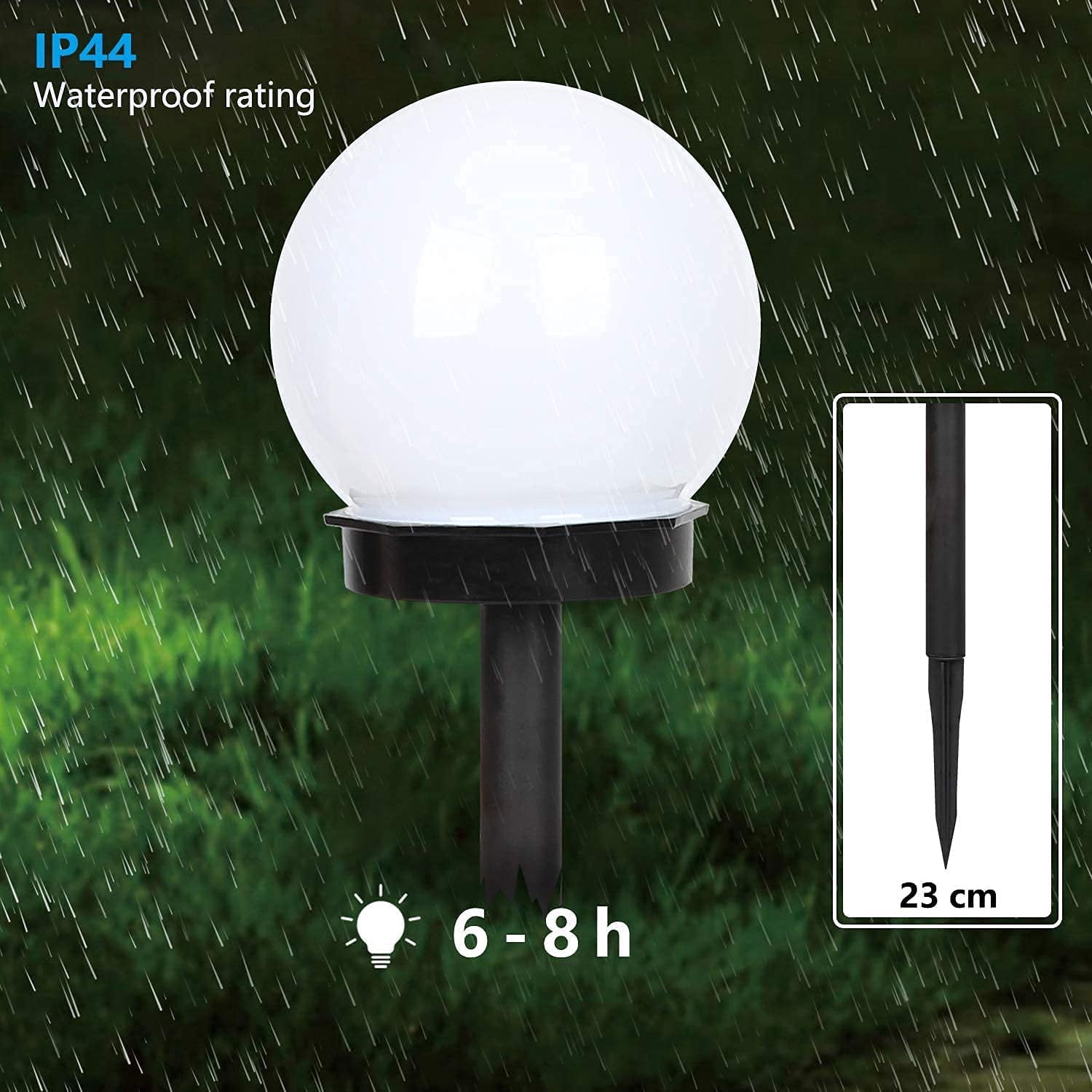 Solar Lights Outdoor, Solar LED Globe Powered Garden Light Waterproof in-Ground Spike Pathway, 8 Pack