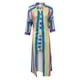 thumbnail image 3 of Vestido Casaul para mujer con cuello en V y media manga con estampado de rayas y botones con abertura Fridja qw4478, 3 of 7