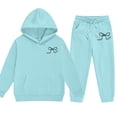 thumbnail image 4 of 13-14 Years Teen Baby Girl Outfits Toddler Fall Winter Pajama Set Clothes Cute Long Sleeve Sweatshirt Tops Pants Set Infant 2Pcs Clothing Girls Hooded Sweatshirt And Sweatpants, 4 of 6
