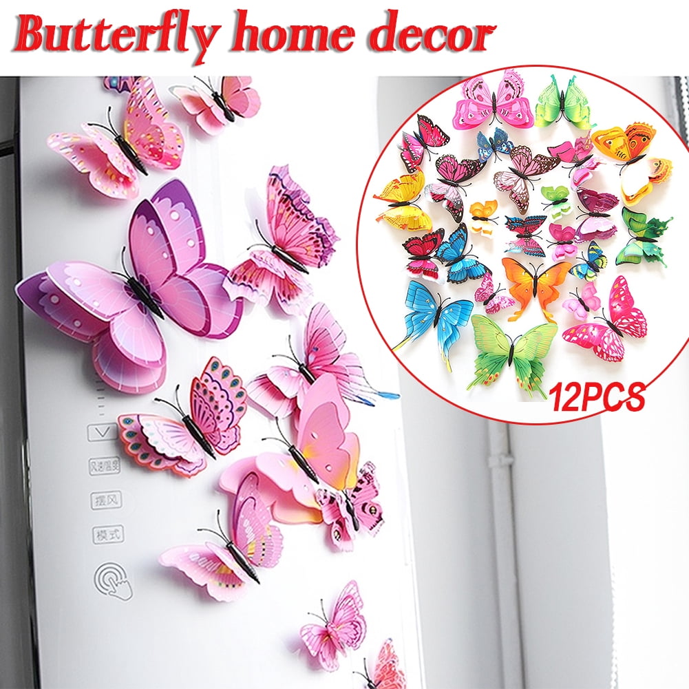 Download 12 Piece Set Assorted Color Innovative Magnet Fridge Stickers Butterfly Wall Home Decor 3d Butterfly Art Decal Design With Magnet Random Color Delivery Walmart Canada