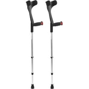 Pepe - Forearm Crutches for Adults (x2 Units, Open Cuff), Crutches Adjustable Black - Made in Europe