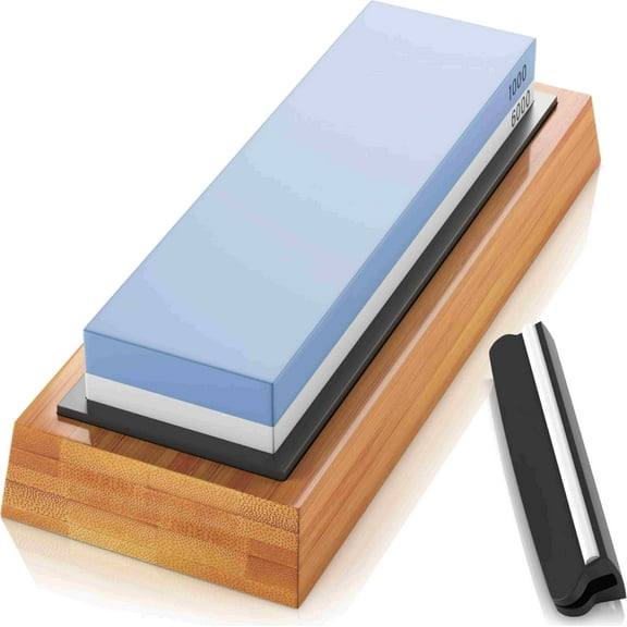 RECESKY Abrading tools, Premium Water-stone Sharpener Kits, Perfectional Knife Sharpener Wet stone Sets for Chef Knife, Kitchen Knife, Hunting Knife Machete with Non-Slip Base