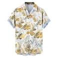 thumbnail image 7 of Men's Hawaiian T Shirt Short Sleeve Lapel Button Down Print Shirts Beach Tops Beige S, 7 of 7