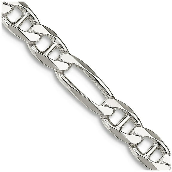 925 Sterling Silver 4.5mm Figaro Nautical Ship Mariner Anchor Chain Necklace 26 Inch Chain Necklace for Women and Men