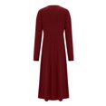 thumbnail image 5 of SMihono Deals Women's Boho Solid Long Sleeve Maxi Dress Button Up Casual Loose Henley Neck Spring Vacation Dresses with Pockets Wine 8, 5 of 8