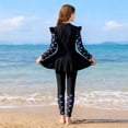thumbnail image 5 of Toddler Girl Swimsuit Girl's Long Sleeve Two Piece Rash Guard Athletic Swim Dress with Skirt Girls' Swimwear Black 12-13 Years, 5 of 7
