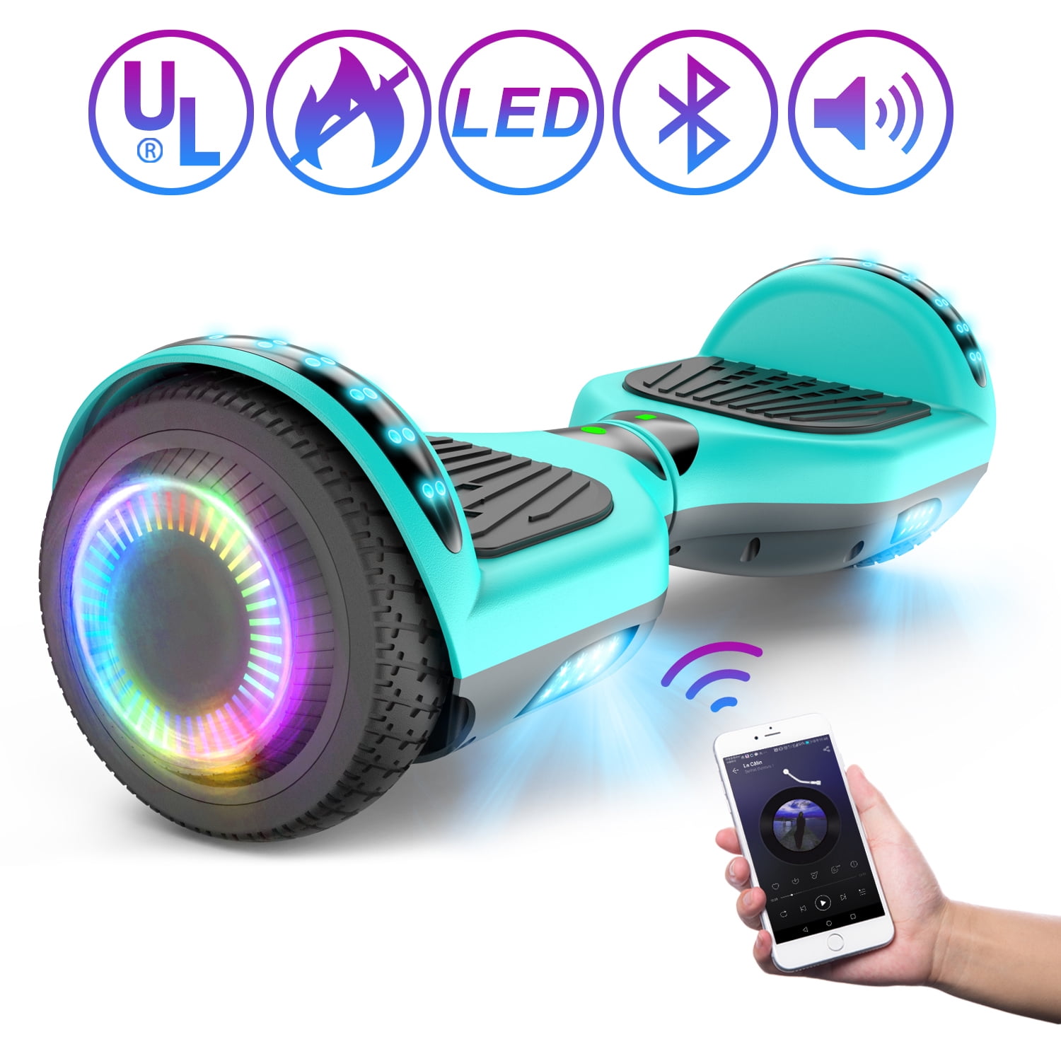 Hoverboard 6.5" Bluetooth Electric Scooters LED Self-Balancing Scooter+Key+Bag 