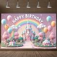 thumbnail image 6 of LUUFILx 3D Happy Birthday Background Rainbow Clouds Decoration Banner Colorful Balloons Candles Theme Photo Booth Photography, 6 of 8