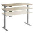 thumbnail image 1 of Bowery Hill 59" Engineered Wood Adjustable Standing Desk in Natural Elm/Silver, 1 of 7