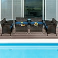 thumbnail image 4 of Gymax Ensemble de Conversation en Rotin pour Patio 8 Pcs, Extérieur, avec Coussin Bleu Paon, 4 of 10